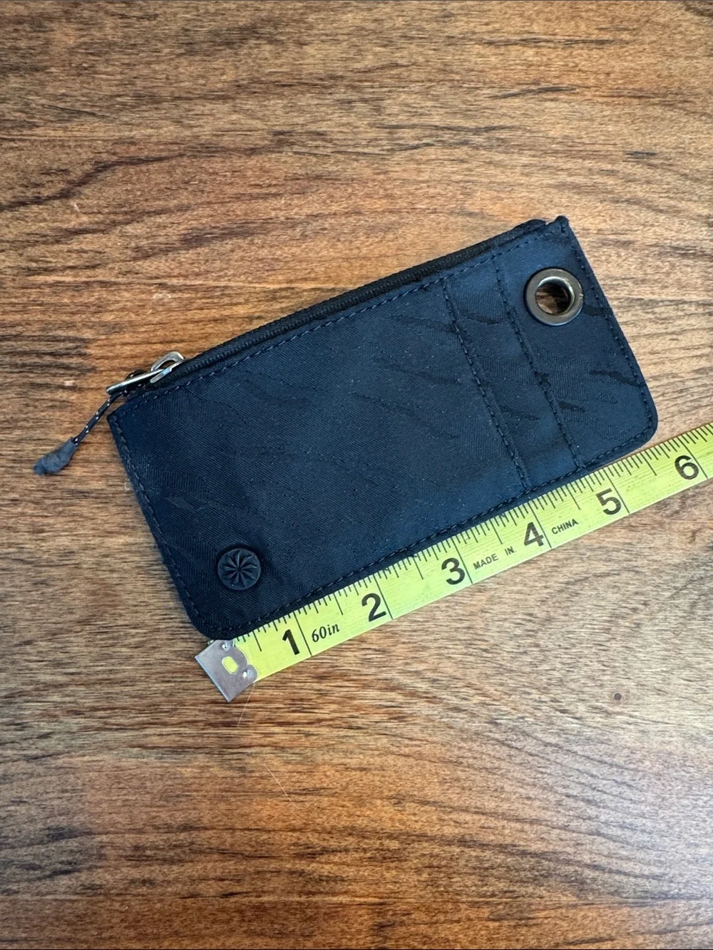 Athleta Black Nylon Zip Card Holder with Metal Grommet